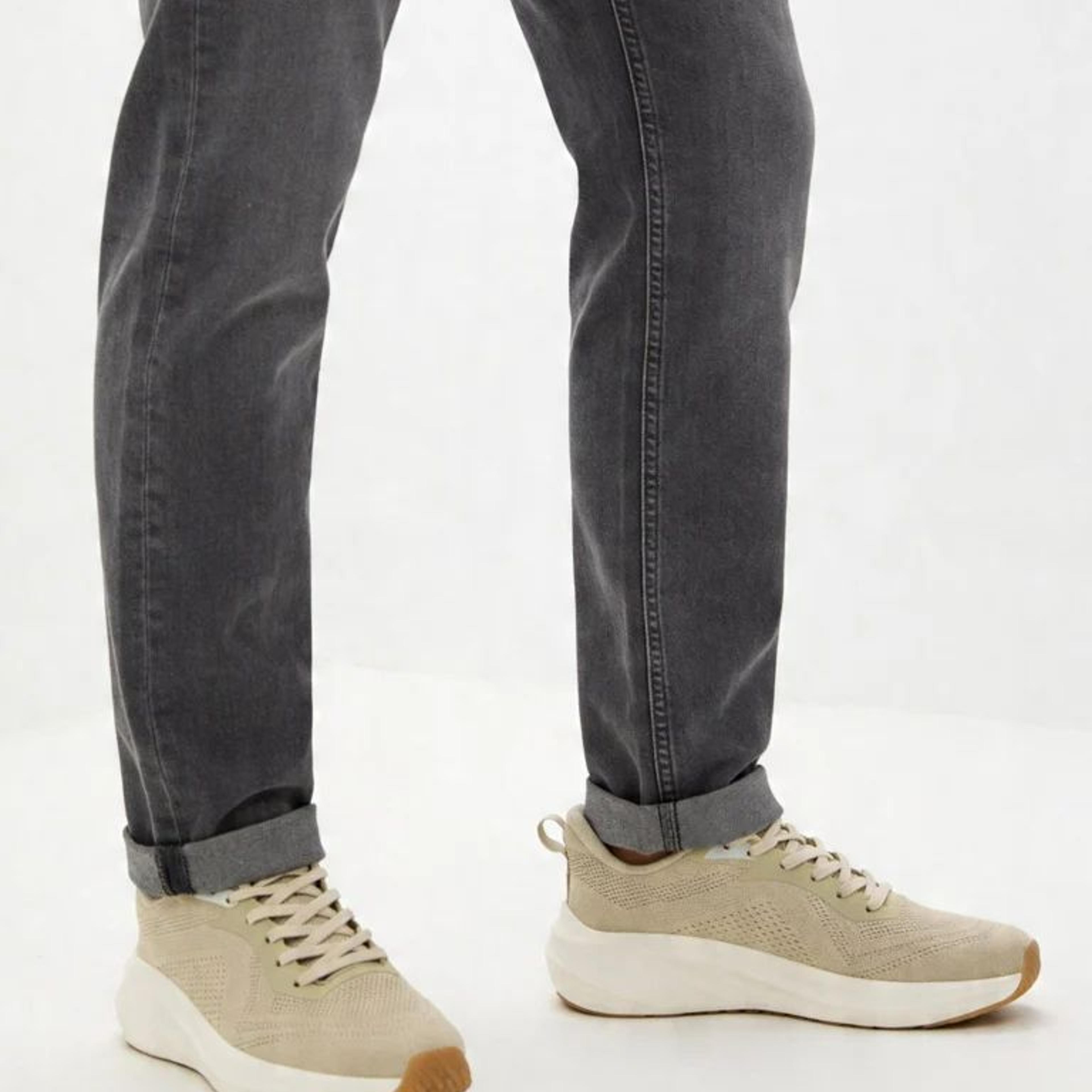 SOLEPLAY Light Beige Knit-Textured Lace-Up Sneakers