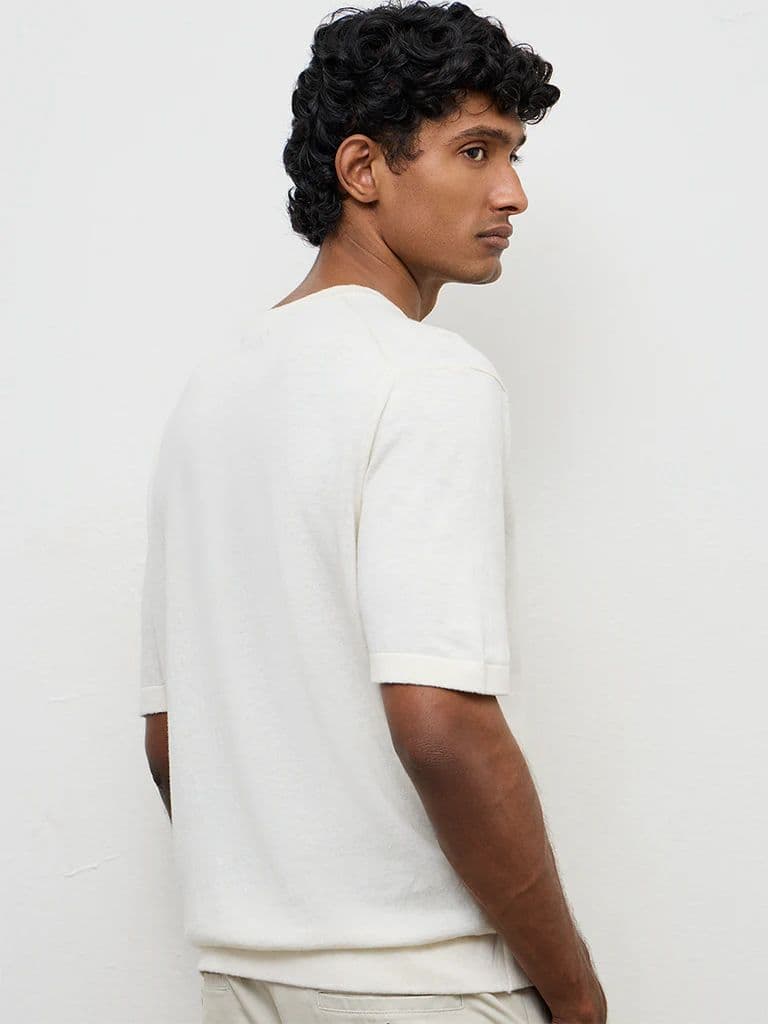 Ascot Off-White Relaxed-Fit Cotton-Blend T-Shirt — photo 4