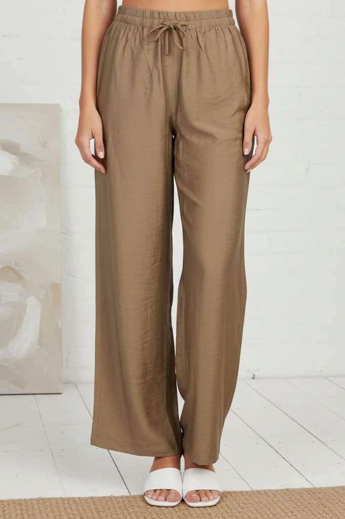 Gold Solid Rayon Relaxed Fit Flared Pants — S