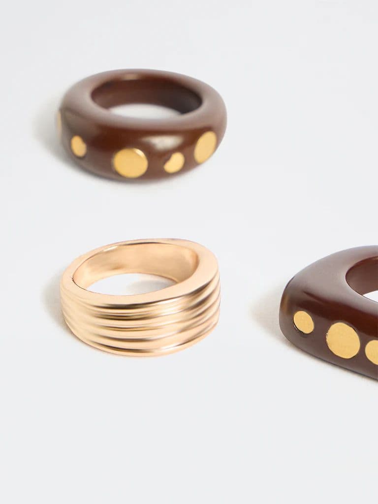 Westside Accessories Multicolour Resin and Metal Rings - Pack of 3 — photo 3