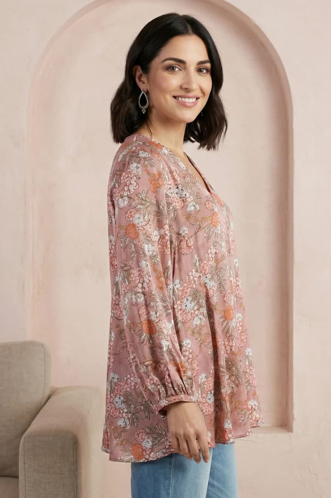 Pink Block Printed A-line Top — photo 6