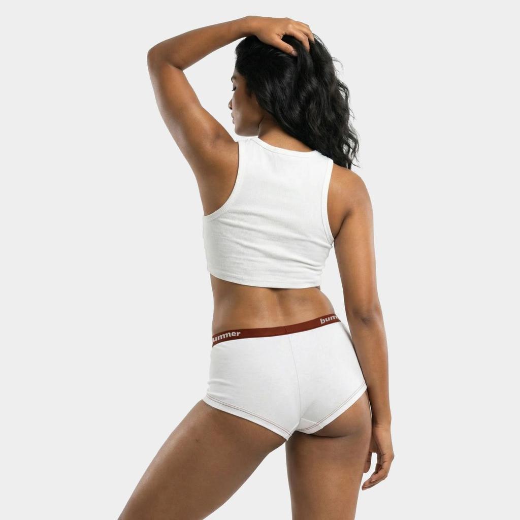 Cotton Stretch Boy Shorts - Blanc — photo 3