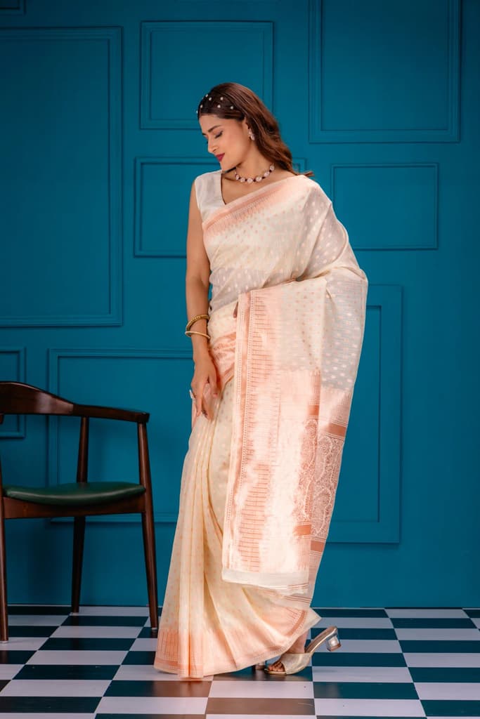 Mimosa Women's Woven Design Banarasi Style Art Silk Saree With Blouse Piece : SA00001755HWFREE — photo 4
