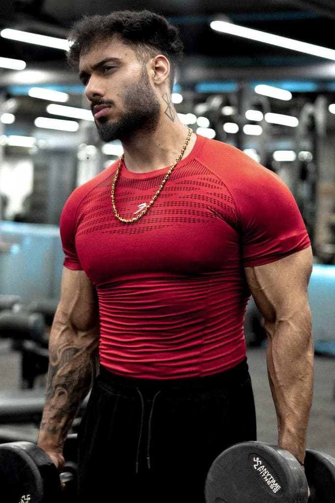 Power Seamless T-shirt Red/Logo — S