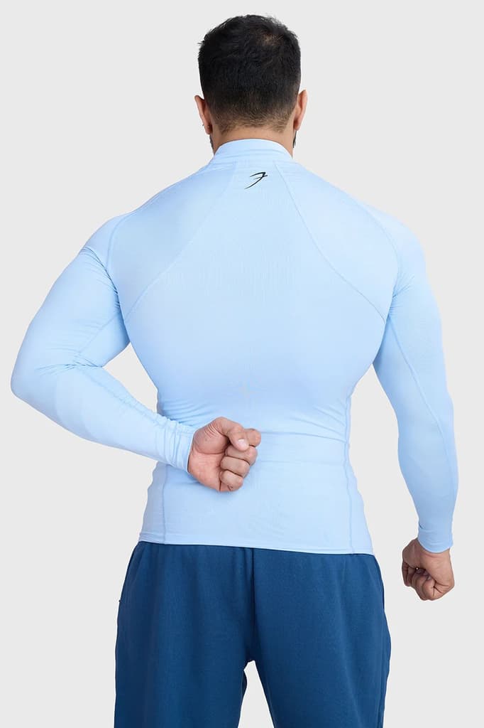 High Neck Compression Full Sleeves T-shirt Glacial Blue — photo 6
