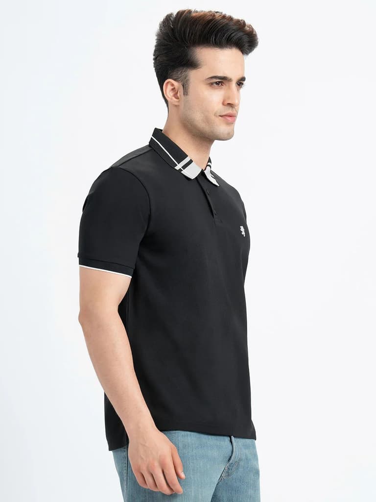 T Shirts for Men in Black | Polo Half Sleeve T Shirt — photo 6