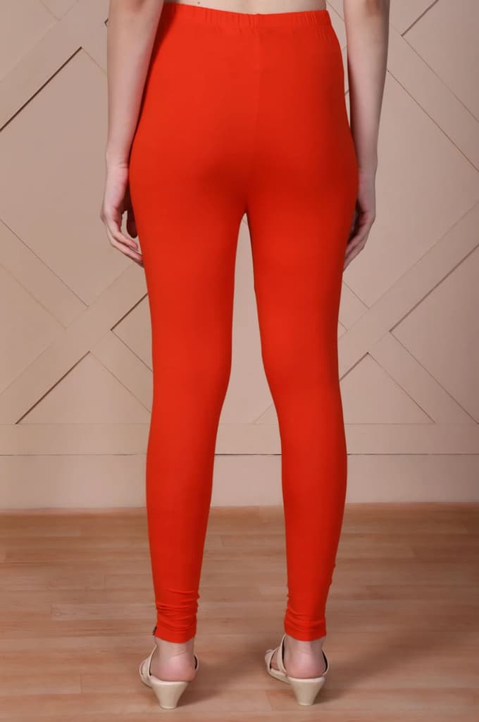 Bright Red Solid Ankle-Length Cotton Tights — photo 4