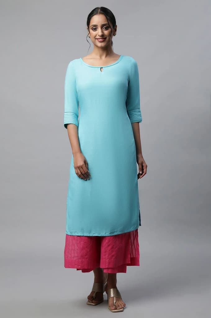 Pink Textured Straight Fit Cotton Palazzo With Drawstring Waist