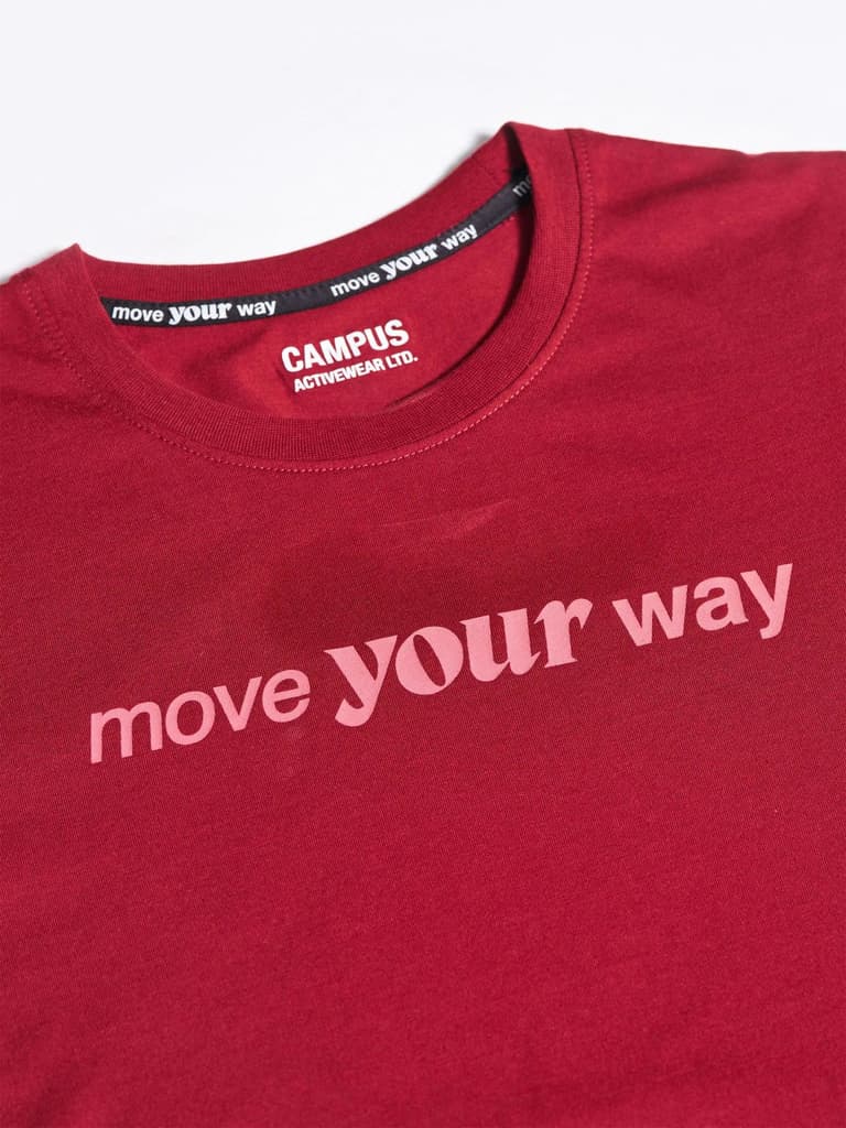 Men's Burgundy Printed Round Neck T-Shirt — photo 7