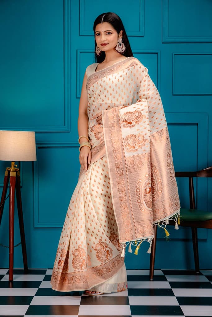 Mimosa Women's Woven Design Banarasi Style Art Silk Saree With Blouse Piece : SA00001809HWFREE — photo 4