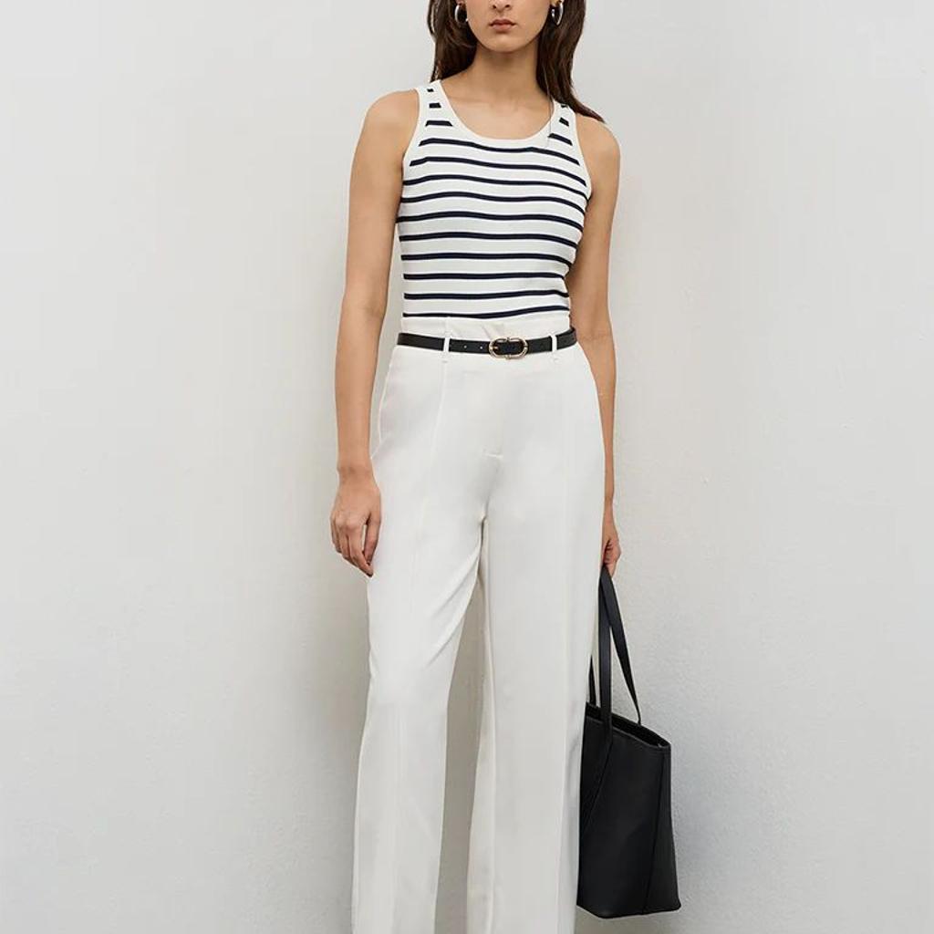 Wardrobe Ivory High-Rise Trousers with a Belt