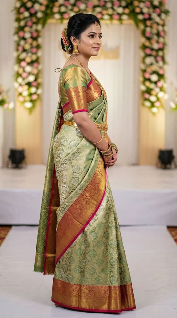 MIMOSA Women's Woven Design Kanjivaram Style Art Silk Saree with Blouse Piece - Green (SA00002446GRNFREE) — photo 2