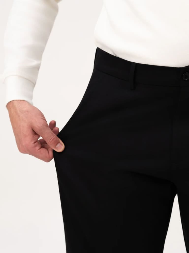 Noctara Black Relaxed Fit Stretch Chinos for Men — photo 4
