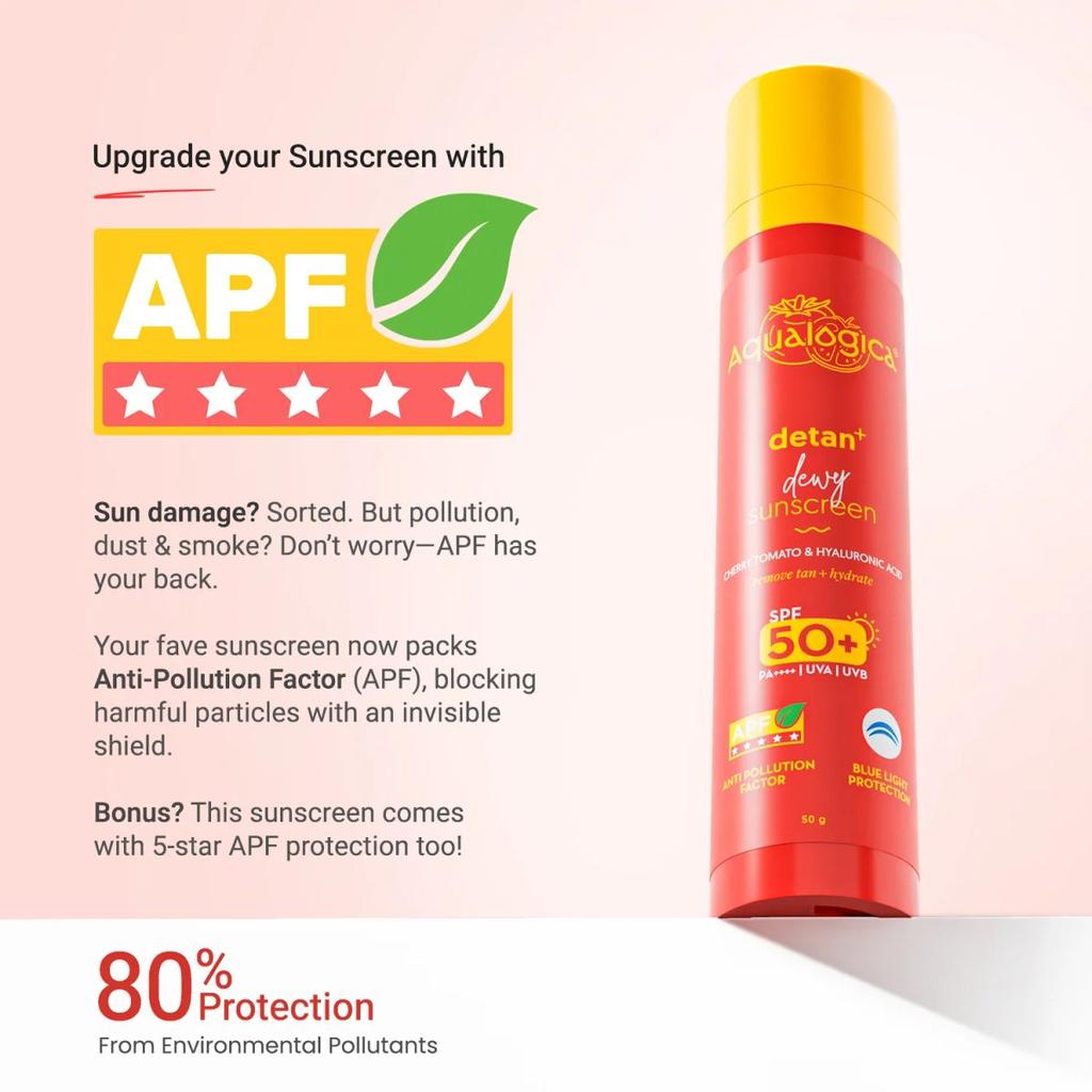 Detan+ Dewy Sunscreen In-Vivo Tested SPF 50+ PA++++ with Cherry Tomato & HA - 50 g