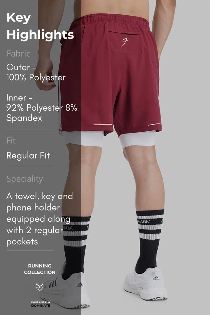 2 in 1 Mesh Shorts Maroon — photo 7