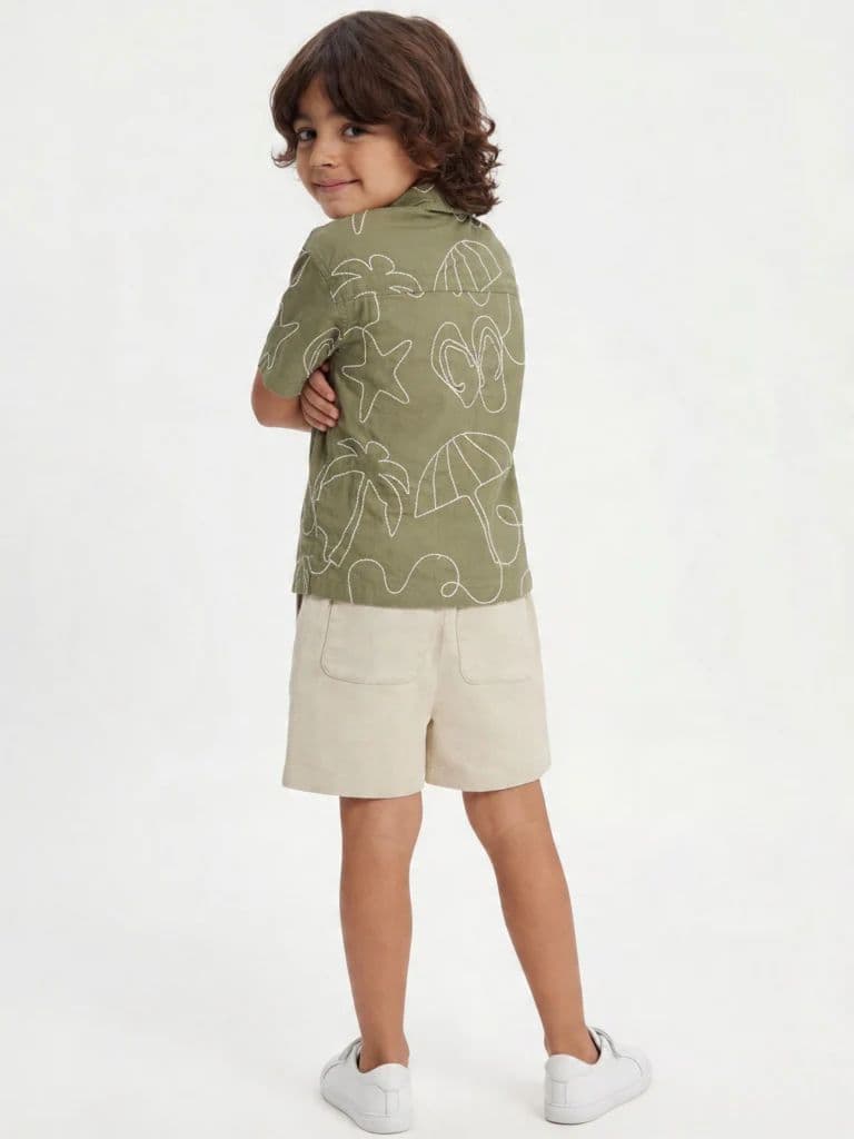 HOP Kids Boys Beige Mid-Rise Cotton-Blend Shorts — photo 2