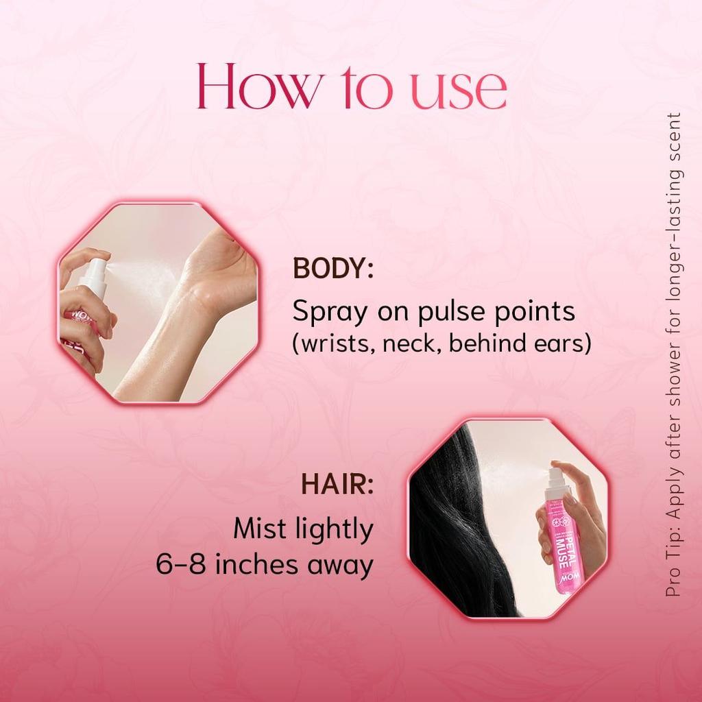 Petal Muse Floral Hair & Body Mist Long-Lasting Peony Freshness