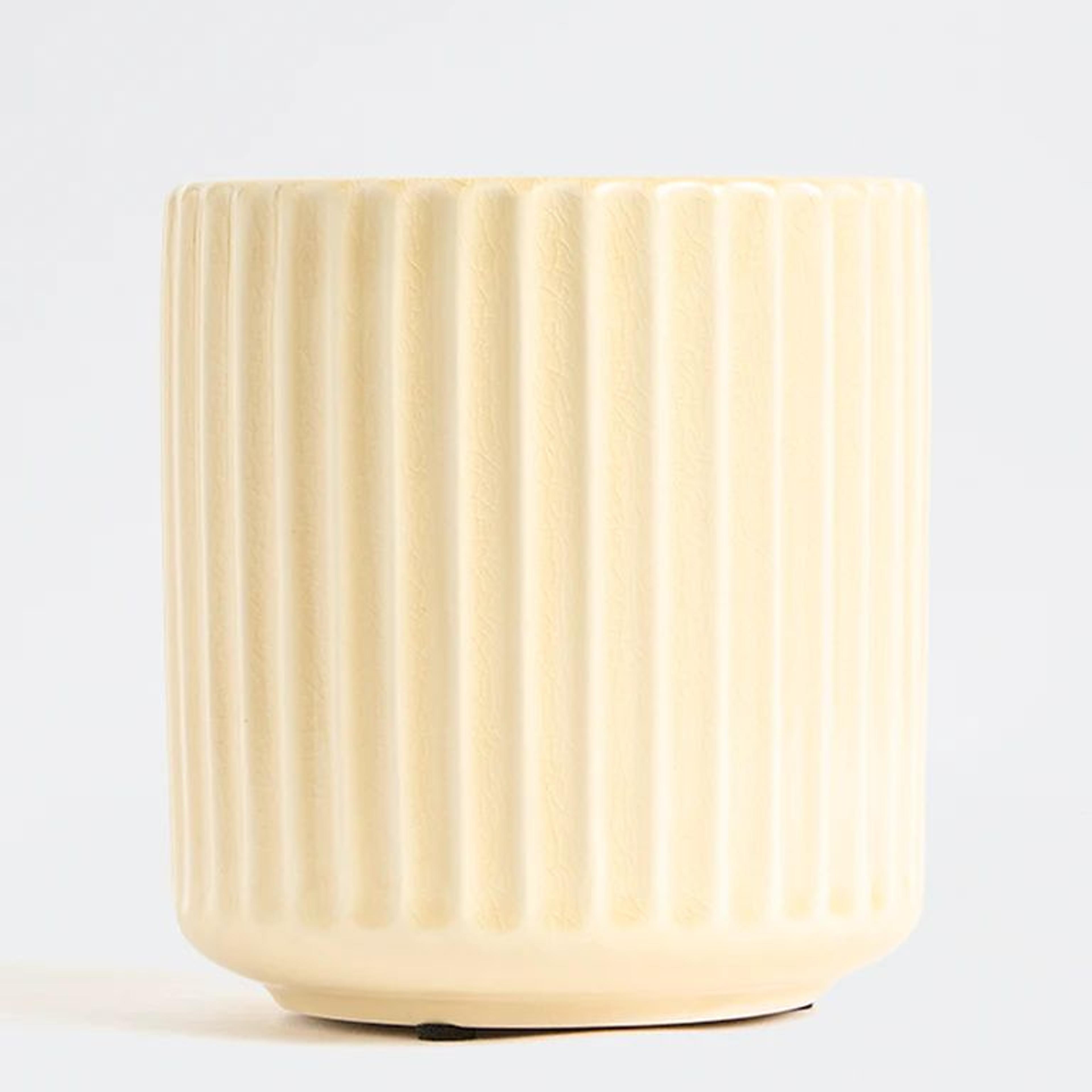 Westside Home Off White Striped Ceramic Planter
