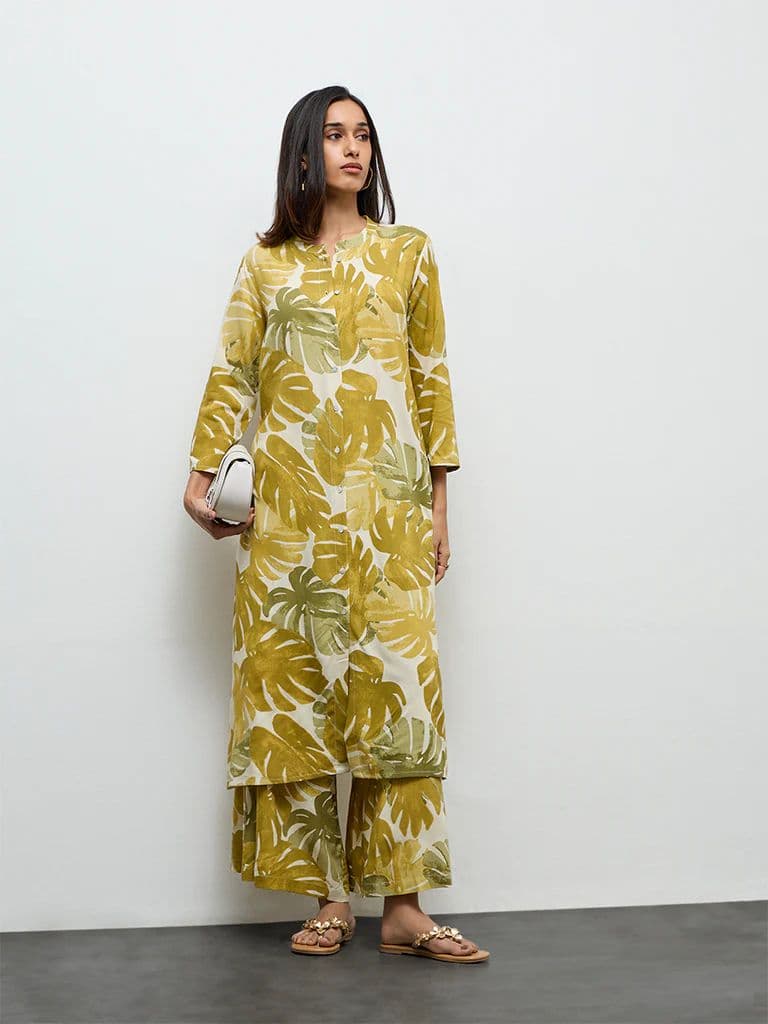 Utsa Green Foliage Printed Palazzos — photo 2