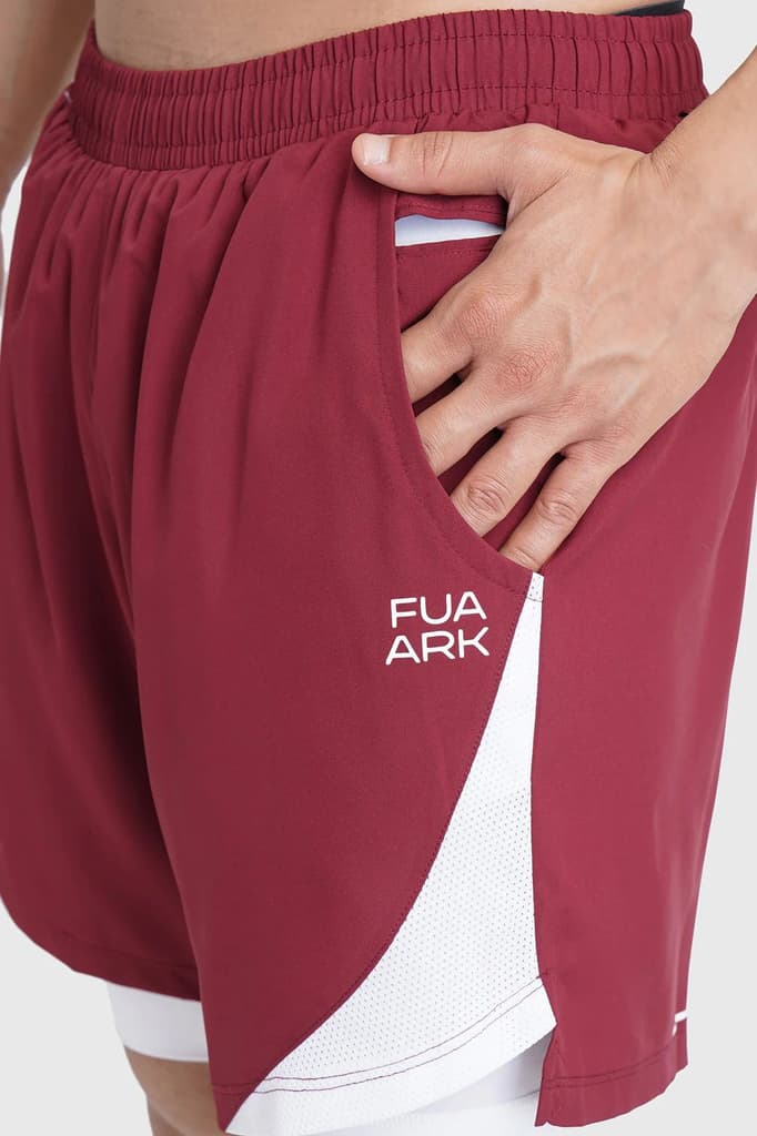 2 in 1 Mesh Shorts Maroon — photo 3