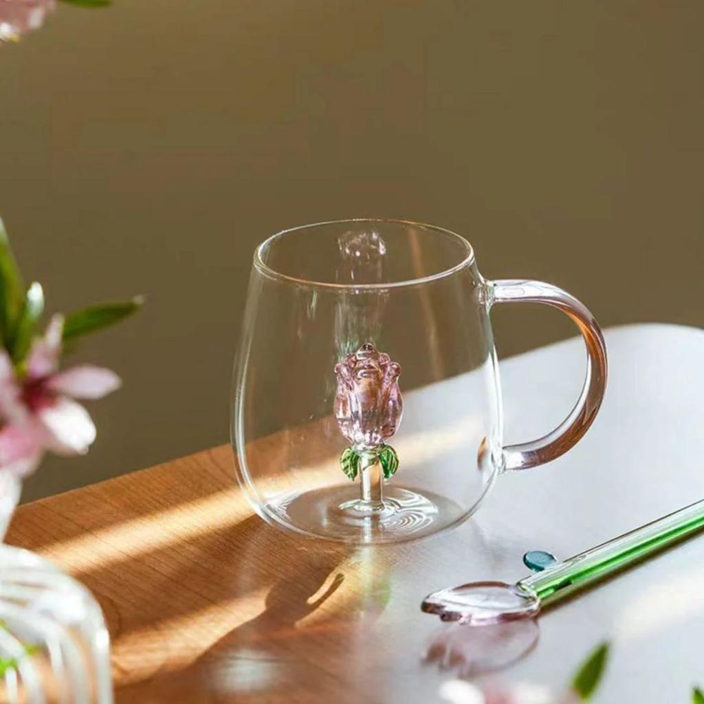 Blossom Inside – Pink Rose Glass Mug for Coffee n Cocktails — photo 3