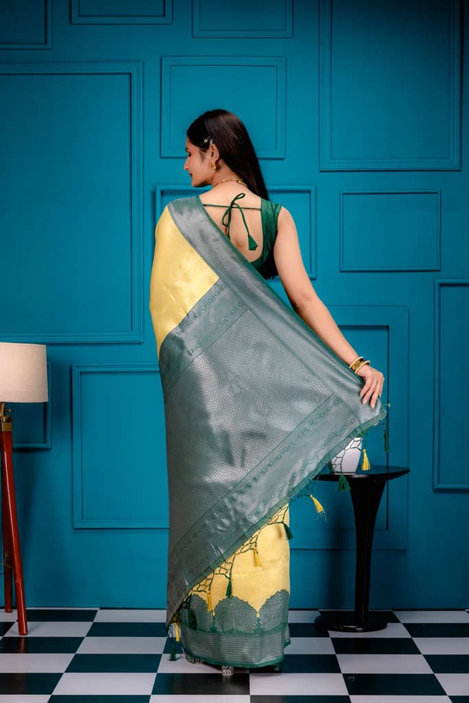 Mimosa Women's Woven Design Banarasi Style Art Silk Saree With Blouse Piece : SA00001803GDFREE — photo 6