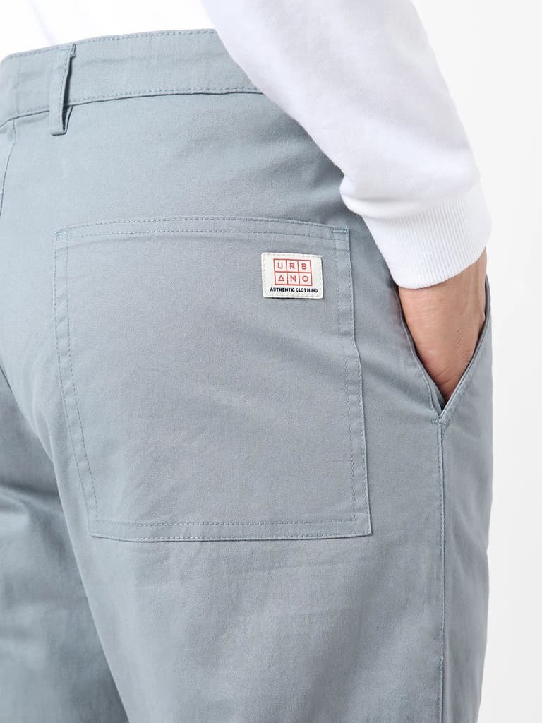 Men's Light Blue Regular Fit Solid Cargo Chino Pant with 6 Pockets Stretchable — photo 7