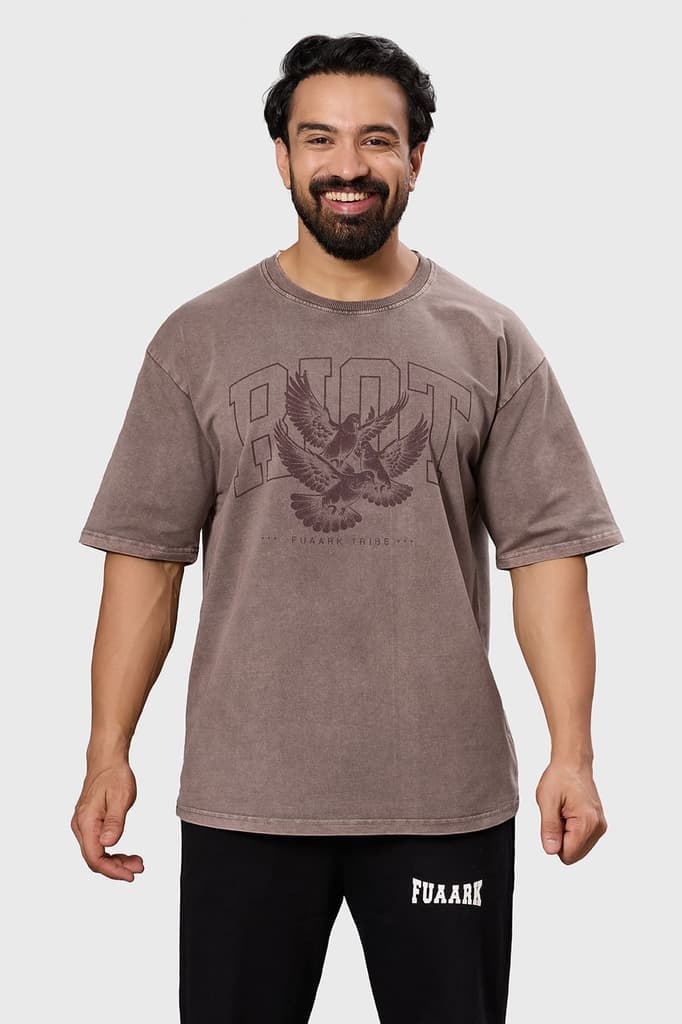 Shadow Washed Oversized T-shirt Brown — photo 2