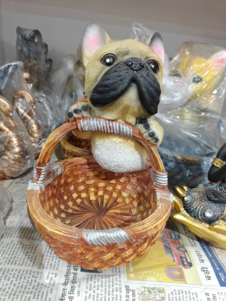 Pug Dog Figurine | Ceramic | Brown | Cute