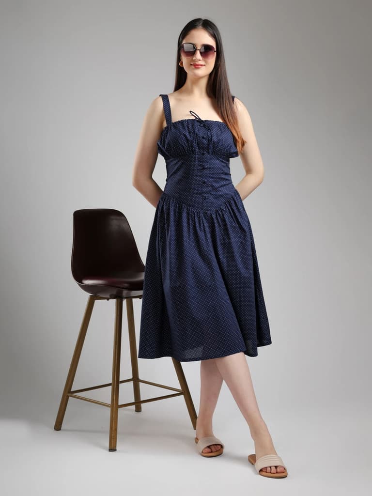 Alara Fit& Flare Dress - Blue — photo 3