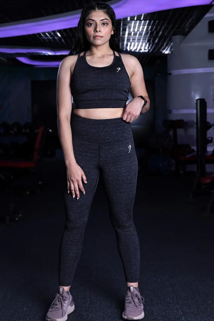 Essential Melange Sports Bra Black — photo 2