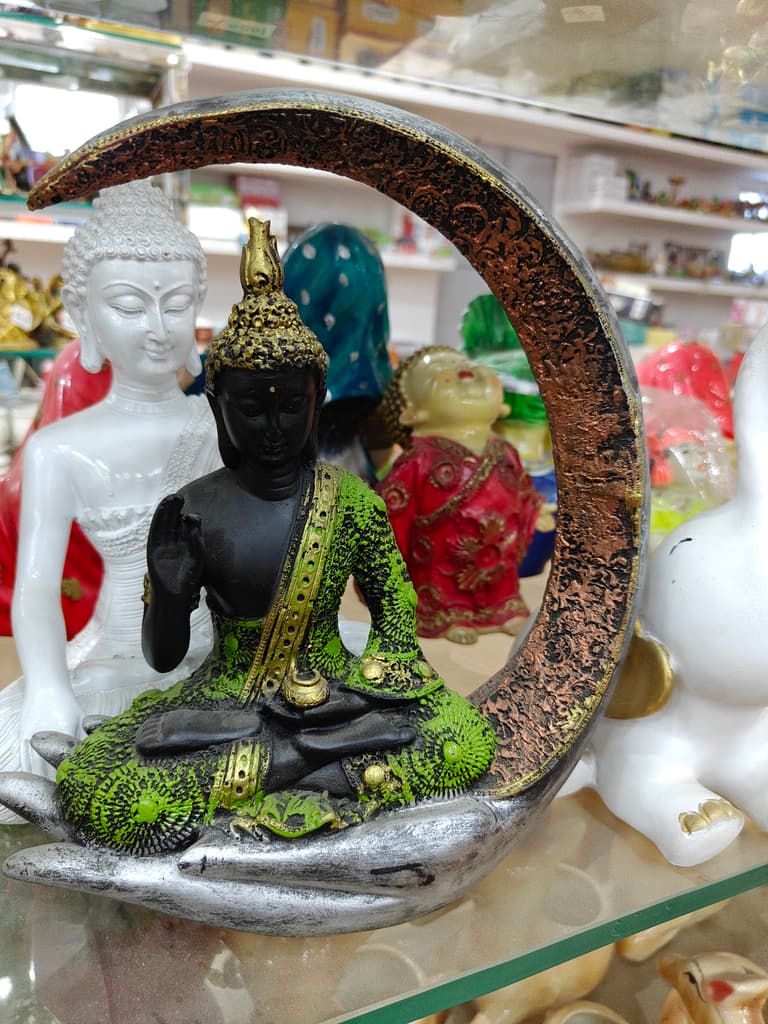 Black Buddha Statue | Decorative | Glass | Gold