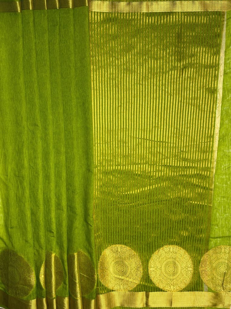 MIMOSA Women's Woven Design Kanjivaram Style Art Silk Saree with Blouse Piece - Olive ( SA00003148OLFREE ) — photo 7