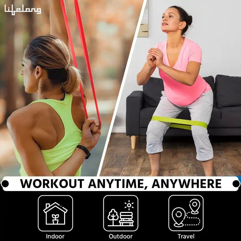 Lifelong Heavy Resistance Band For Workout|Exercise & Stretching|Men&Women|(Medium)(Llrb235,Green) — photo 2