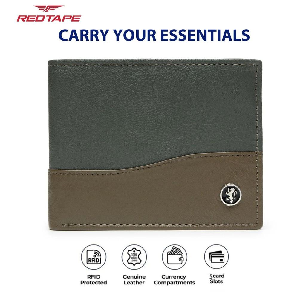 Men’s Green Dk.Taupe Colorblocked Genuine Leather Wallet — photo 6