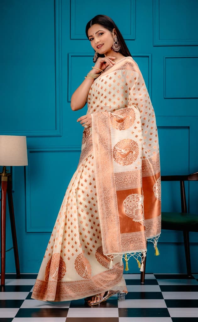 Mimosa Women's Woven Design Banarasi Style Art Silk Saree With Blouse Piece : SA00001808HWFREE — photo 4