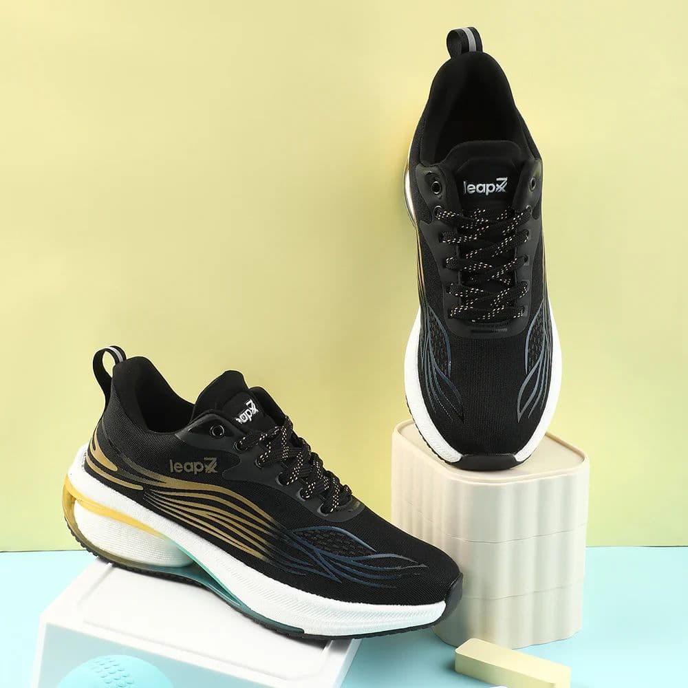 Leap7x Black Sports Lacing Running Shoes For Men MOSCOW-2 By Liberty — photo 5