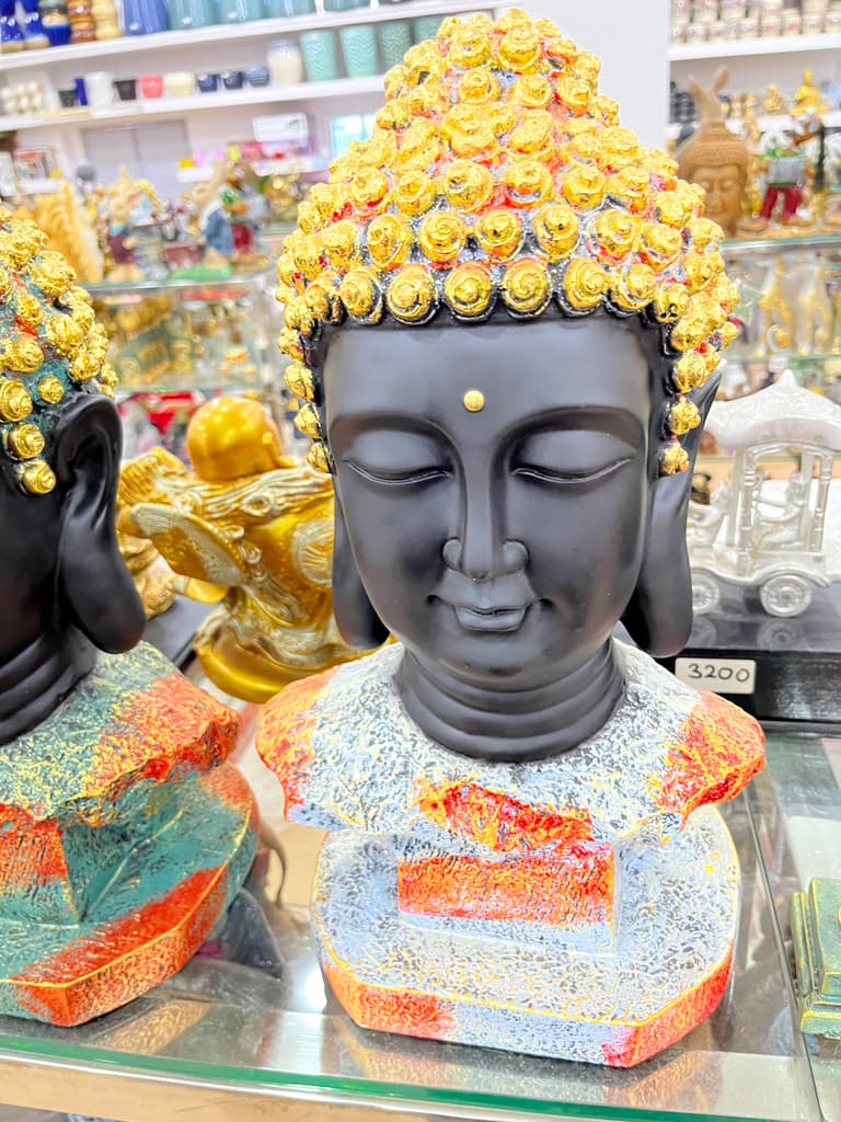 Buddha Head Statue | Sculpture | Bronze | Gold