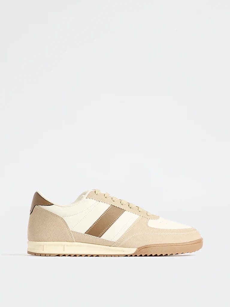 SOLEPLAY Beige Stripe-Detailed Lace-Up Sneakers — photo 2