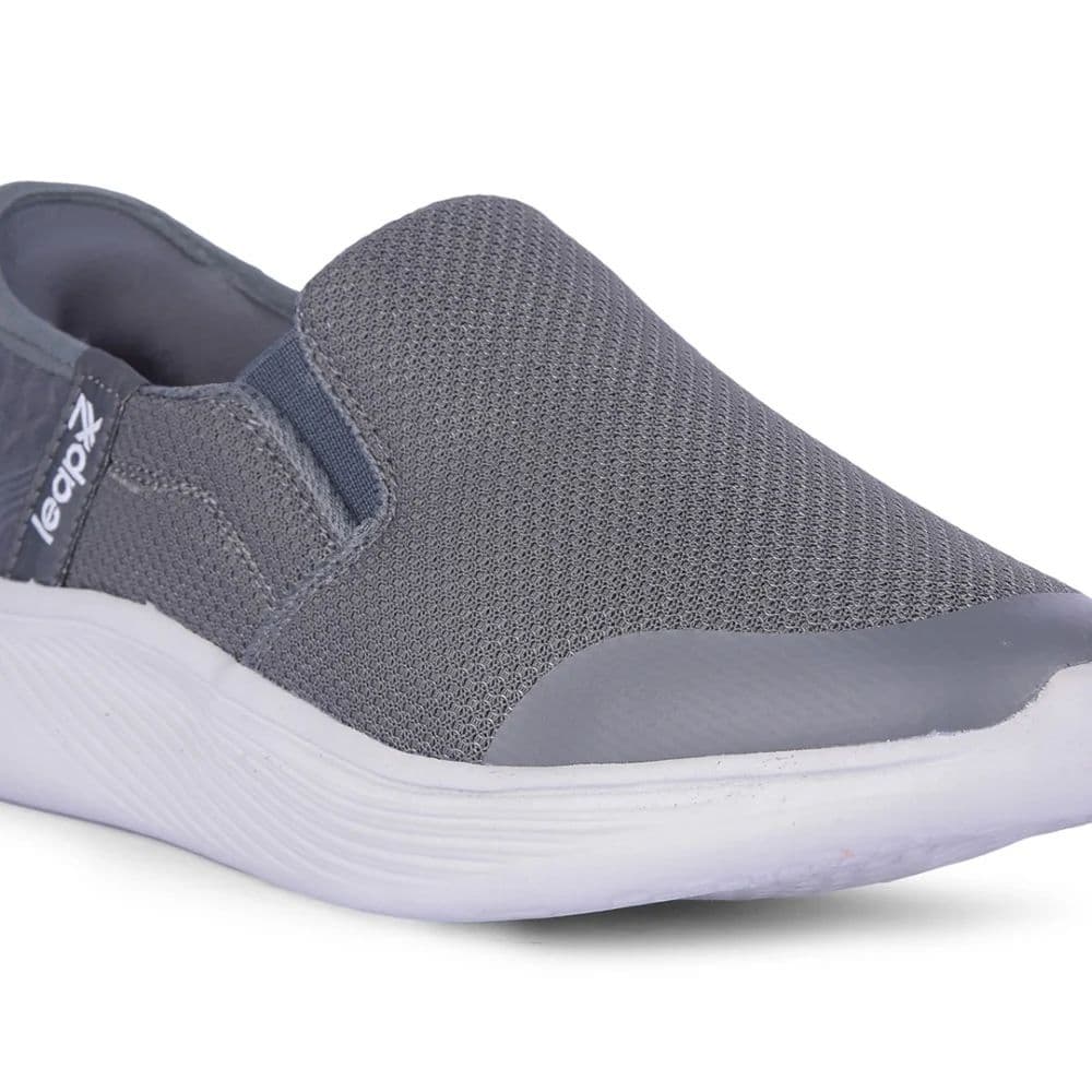 Leap7x Dark Grey Sports Non Lacing Walking Shoes For Men EZZAR-1 By Liberty — photo 5