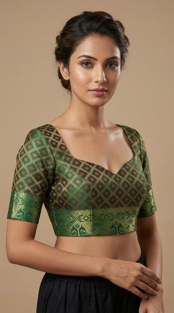 MIMOSA Women's Woven Design Patola Style Raw Silk Saree with Blouse Piece - Green ( SA00003139GRNFREE ) — photo 4