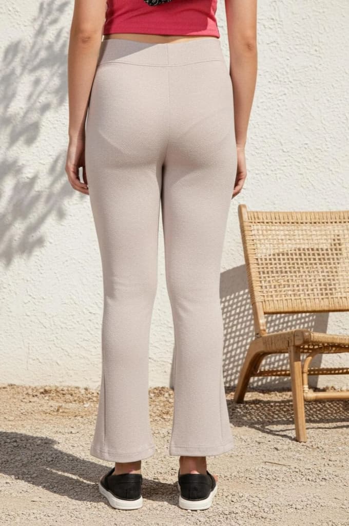 White Solid Flared Woven Tights — photo 4
