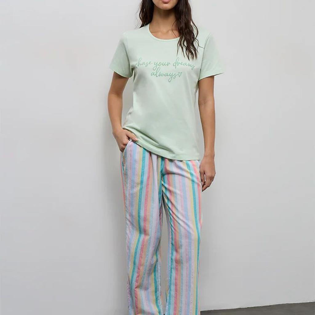 Wunderlove Mint Text Design Cotton T-Shirt