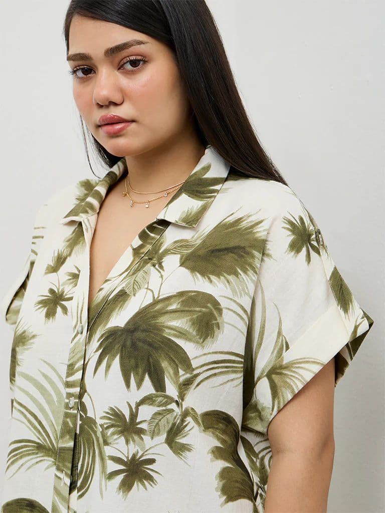 Gia Olive Tropical-Inspired Shirt — photo 3