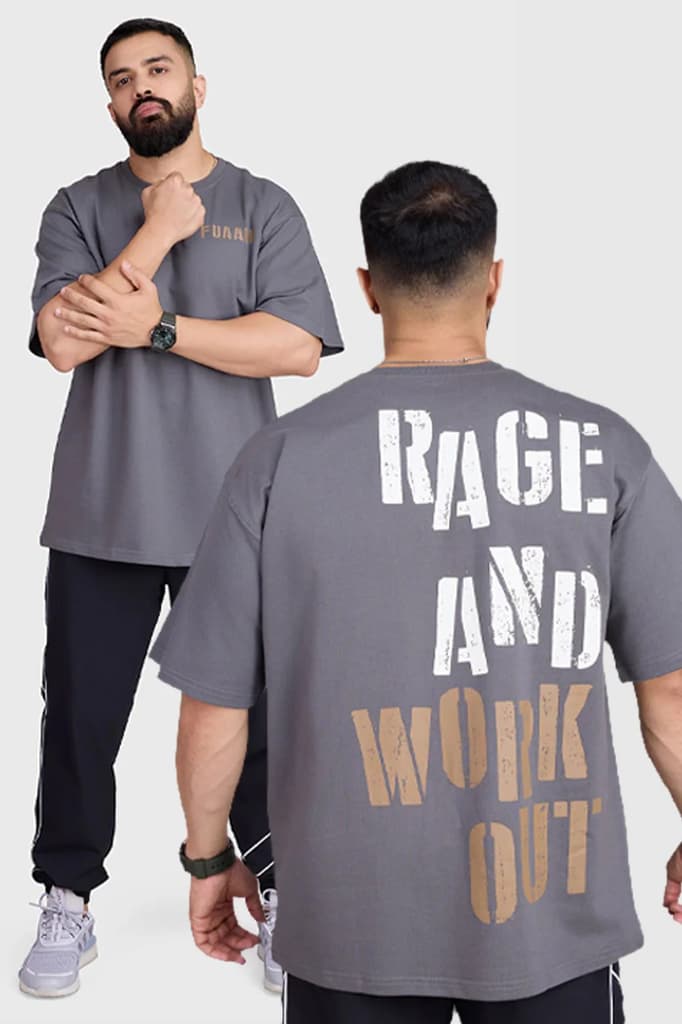 Rage Oversized T-shirts Charcoal — XS