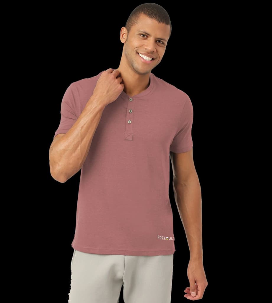 Cuban Peach Henley 2.0 - Half Sleeves (Pack Of 1) — Cuban Peach / S