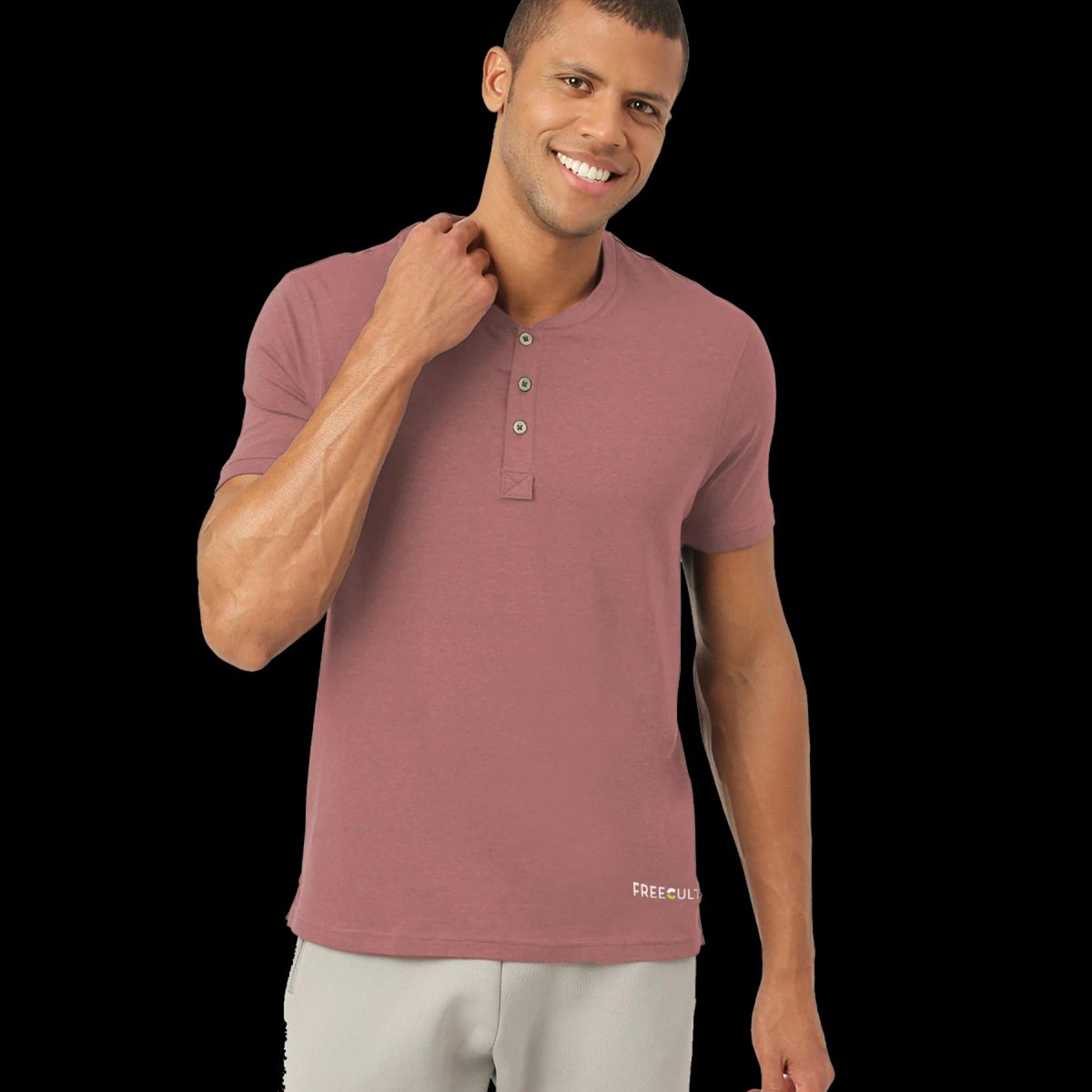 Cuban Peach Henley 2.0 - Half Sleeves (Pack Of 1)