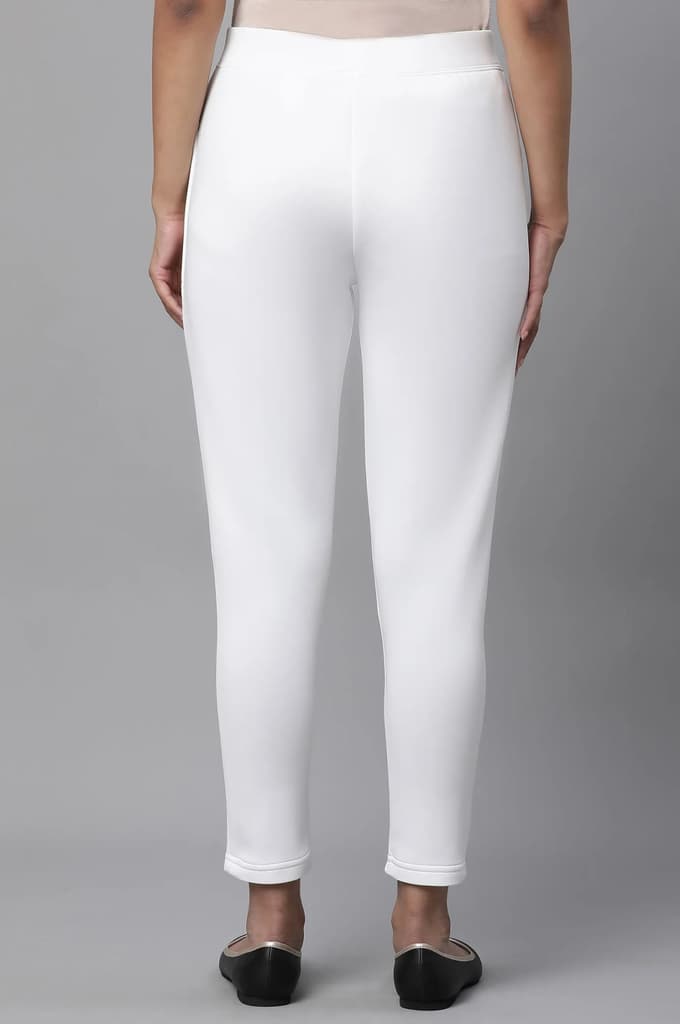 White Solid Skinny Fit Tights With Side Pockets — photo 3