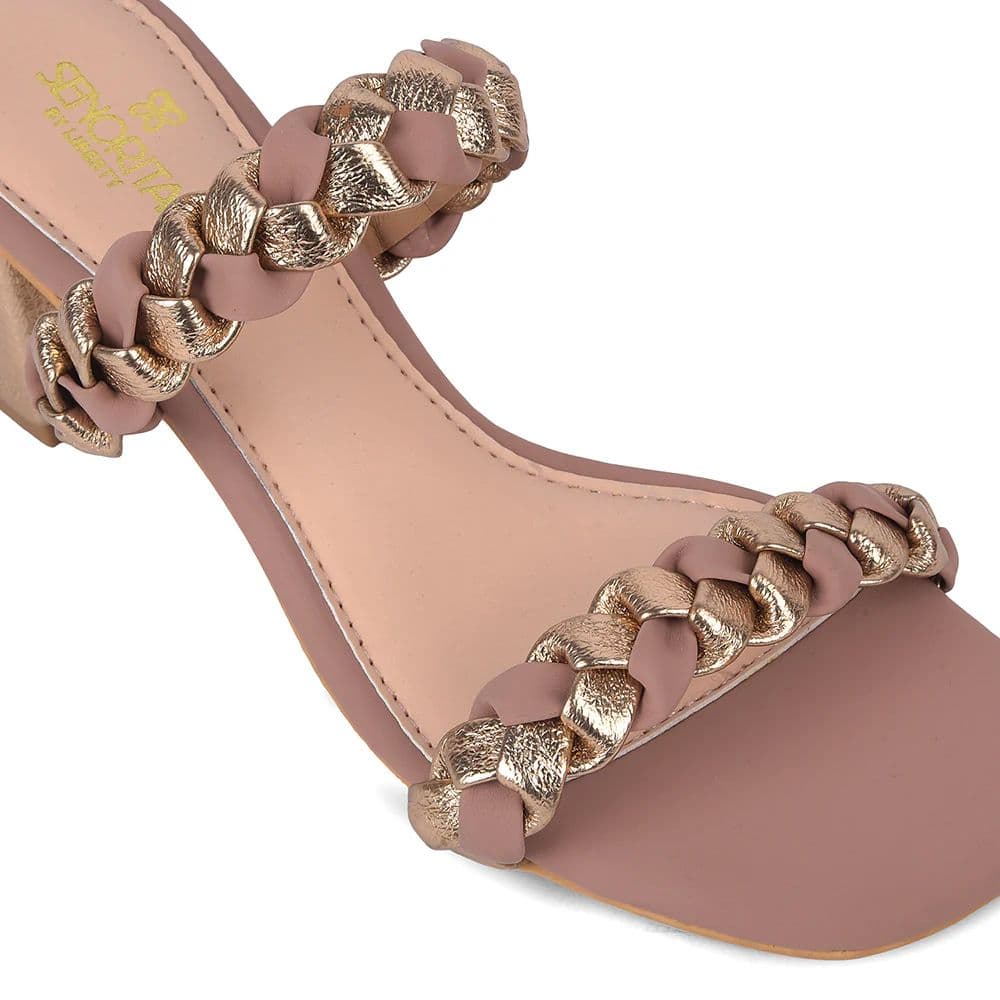 Senorita STY-164E Peach Casual Heeled Slippers for Women — photo 7