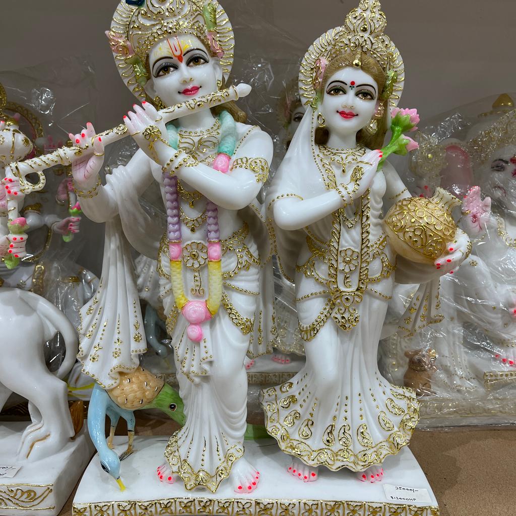 White Statue of Hindu Deity | Sculpture | Bronze | Gold